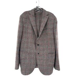 Luigi Bianchi‎ Manitoba Men Wool Cashmere Blend Plaid Blazer Deconstructed Italy